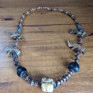 Vintage African Safari wood and seed necklace. Bought in Kenya. Boho